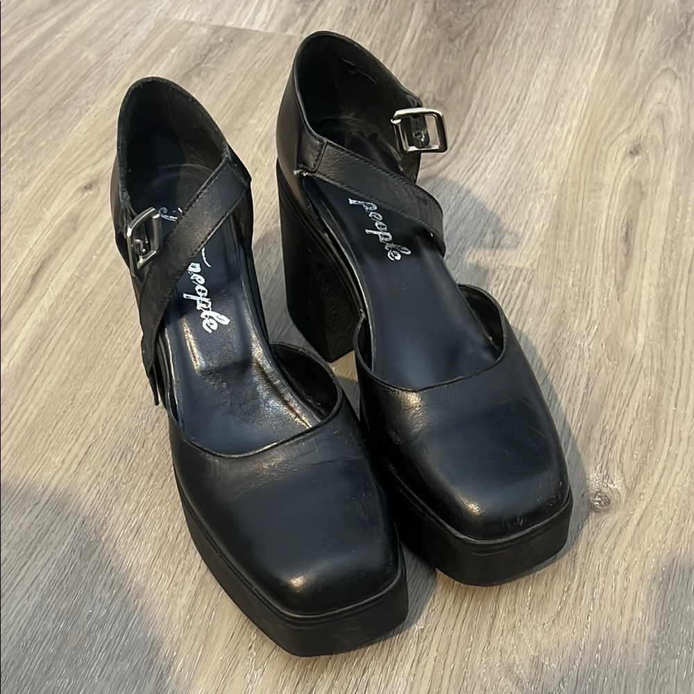 Free People Black Platform Mary Jane Shoes